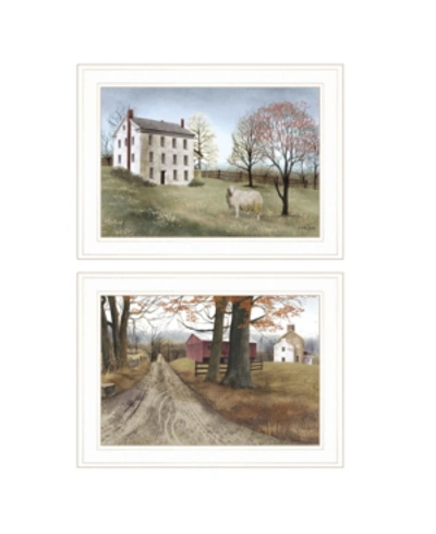 Trendy Decor 4u The Road Home 2-piece Vignette By Billy Jacobs, White Frame, 21" X 15" In Multi