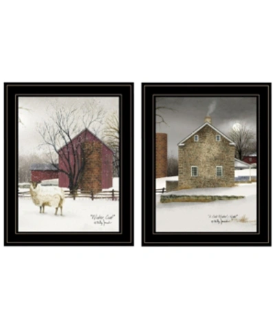 Trendy Decor 4u Cold Winter 2-piece Vignette By Billy Jacobs, Black Frame, 15" X 19" In Multi