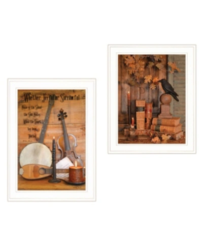 Trendy Decor 4u Music / Nevermore 2-piece Vignette By Billy Jacobs, White Frame, 15" X 21" In Multi