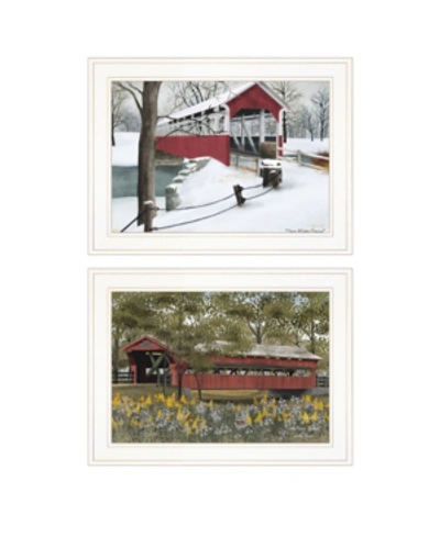Trendy Decor 4u Covered Bridge Collection Ii 2-piece Vignette By Billy Jacobs, White Frame, 19" X 15" In Multi