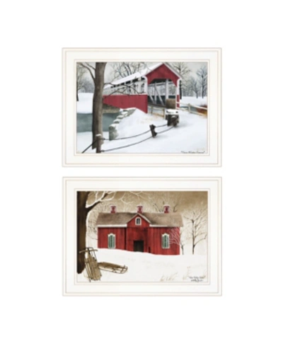 Trendy Decor 4u Winter Evening 2-piece Vignette By Billy Jacobs, White Frame, 19" X 15" In Multi