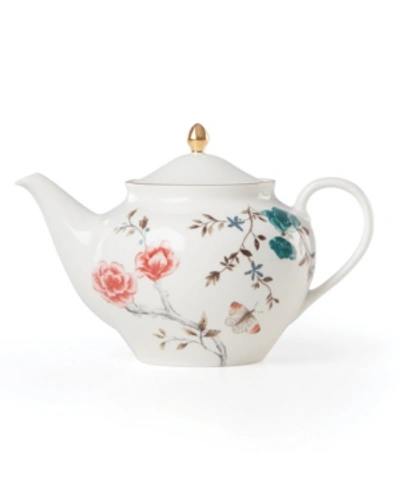 Lenox Sprig & Vine 32 Oz. Porcelain Teapot With Gold Tone Accent In White