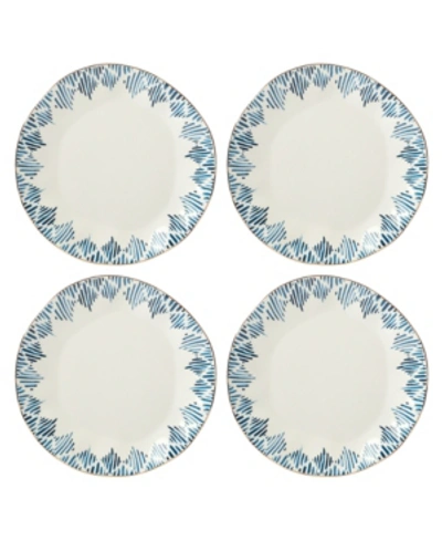 Lenox Blue Bay Dinner Plate Set/4 Ikat In White And Blue