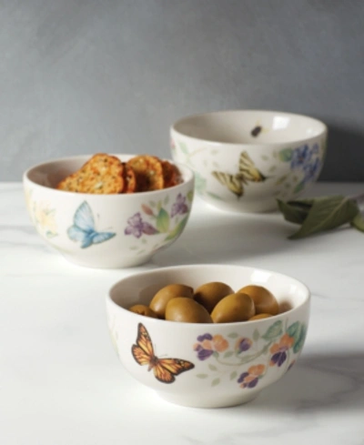 Lenox Butterfly Meadow Kitchen Mini Bowl Set/3, Created For Macy's In White With Multi-color Botanical Design