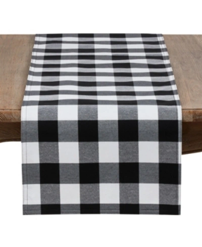 Saro Lifestyle Buffalo Plaid Cotton Blend Table Runner In Black