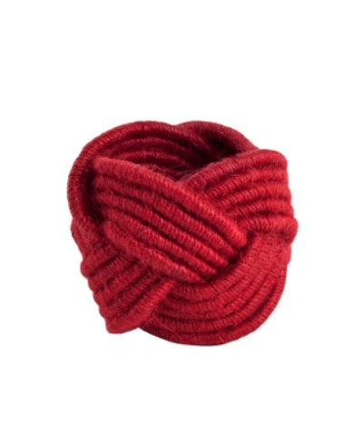 Saro Lifestyle Braided Jute Napkin Ring, Set Of 4 In Cranberry