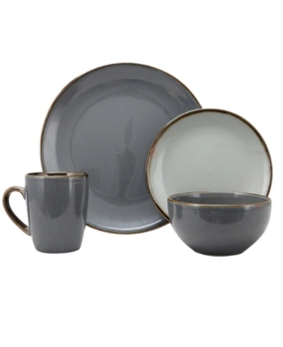Elama Cambridge Grand 16 Piece Dinnerware Set, Black/warm Taupe In Gray