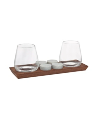 Godinger Stone Cold 7pc Set Tray Decant In Clear