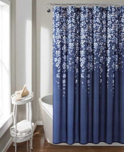 Lush Decor Weeping Flower Shower Curtain, 72" X 72" In Navy