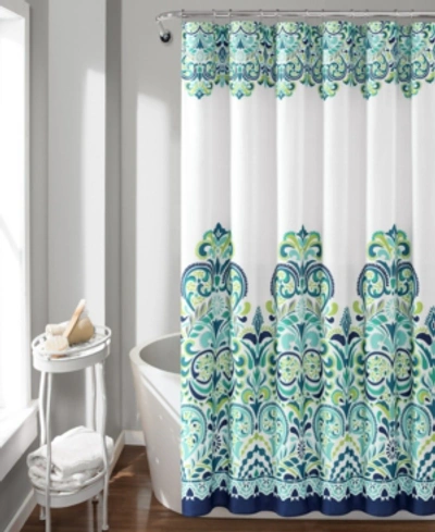 Lush Decor Clara 72"x 72" Bohemian Print Shower Curtain In Blue