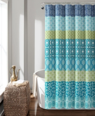 Lush Decor Bohemian Stripe Shower Curtain, 72" X 72" In Blue