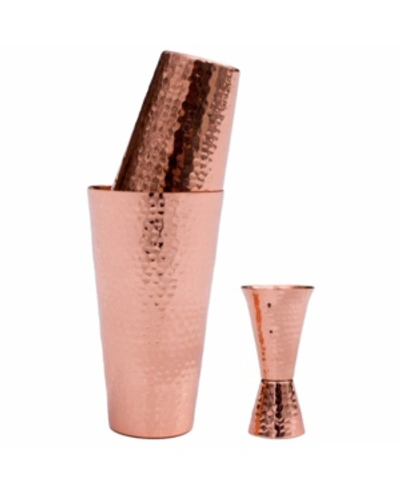 Prince Of Scots Professional Hammered Solid Cocktail Shaker Set In Copper