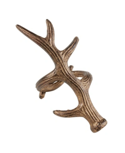 Saro Lifestyle Rustic Napkin Ring With Antler Design, Set Of 4 In Silver