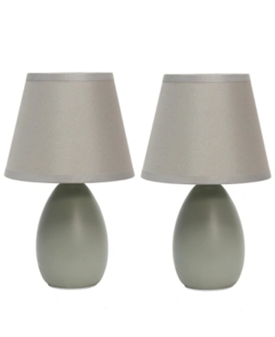 All The Rages Simple Designs Mini Egg Oval Ceramic Table Lamp 2 Pack Set In Gray