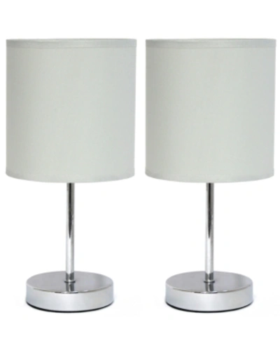 All The Rages Simple Designs Chrome Mini Basic Table Lamp With Fabric Shade 2 Pack Set In Slate