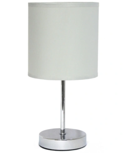 All The Rages Simple Designs Chrome Mini Basic Table Lamp With Fabric Shade In Slate