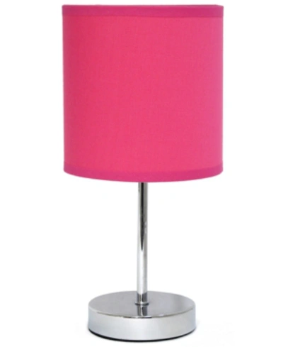 All The Rages Simple Designs Chrome Mini Basic Table Lamp With Fabric Shade In Pink