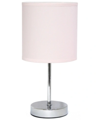 All The Rages Simple Designs Chrome Mini Basic Table Lamp With Fabric Shade In Blush