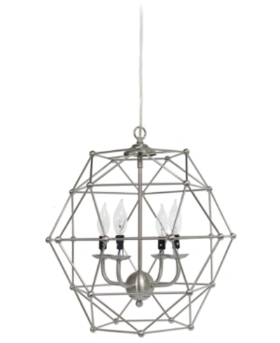 All The Rages Elegant Designs 4 Light Hexagon Industrial Rustic Pendant Light In Silver