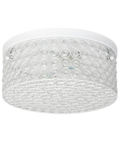 All The Rages Elegant Designs Elipse Crystal 2 Light Round Ceiling Flush Mount In White