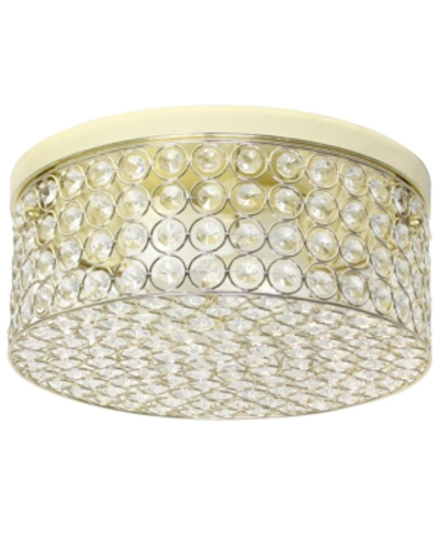 All The Rages Elegant Designs Elipse Crystal 2 Light Round Ceiling Flush Mount In Gold