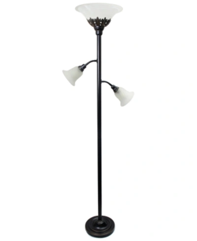 All The Rages Elegant Designs 3 Light Floor Lamp With White Scalloped Glass Shades In Bronze