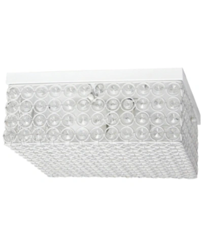 All The Rages Elegant Designs Elipse Crystal 2 Light Square Ceiling Flush Mount In White