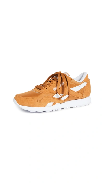 Reebok Classic Nylon Sneakers In Orange In Rich Ochre/white/white
