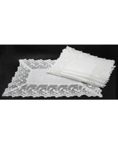 Manor Luxe Garden Trellece Lace Trim Placemats - Set Of 4 In White