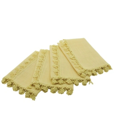 Manor Luxe Floral Charm Lace Trim Napkins - Set Of 4 In Yellow
