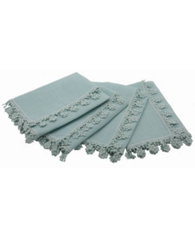 Manor Luxe Floral Charm Lace Trim Napkins - Set Of 4 In Blue