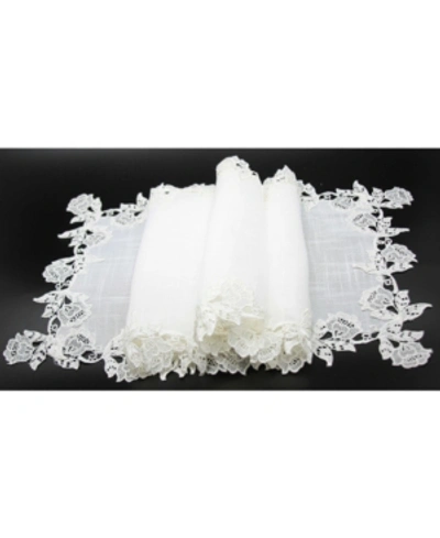 Manor Luxe Lace Trim Table Runner In White