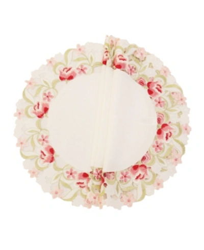 Manor Luxe Lush Rosette Embroidered Cutwork Round Placemats - Set Of 4 In White