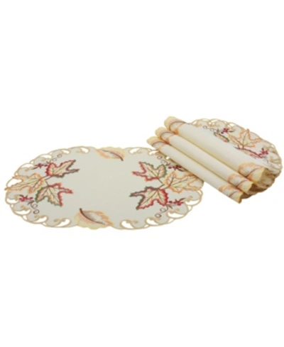 Manor Luxe Moisson Leaf Embroidered Cutwork Fall Placemats - Set Of 4 In Ecru