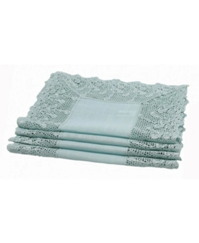 Manor Luxe Garden Trellece Lace Trim Placemats - Set Of 4 In Turquoise