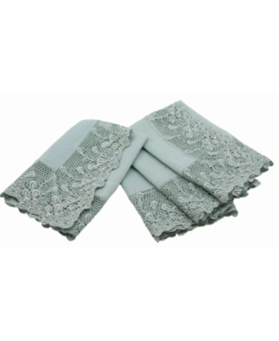 Manor Luxe Garden Trellece Lace Trim Napkins - Set Of 4 In Turquoise