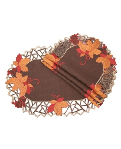 Manor Luxe Harvest Hues Embroidered Cutwork Fall Placemats - Set Of 4 In Brown