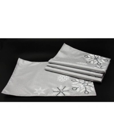 Manor Luxe Glistening Snow Christmas Placemats - Set Of 4 In Silver