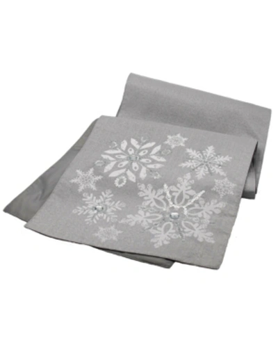 Manor Luxe Glistening Snow Christmas Table Runner In Silver