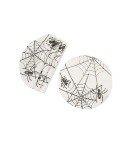 Manor Luxe Halloween Spider Web Double Layer Placemats - Set Of 4 In White