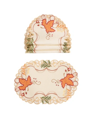 Manor Luxe Falling Leaves Embroidered Cutwork Placemats - Set Of 4 In Ivory