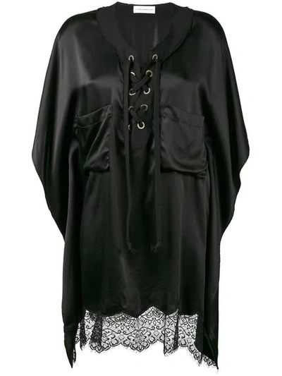 Faith Connexion Asymmetric Lace Shirt In Black