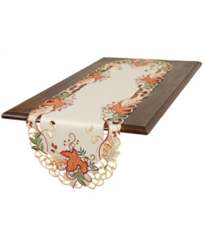 Manor Luxe Falling Leaves Embroidered Cutwork Table Runner In Ivory