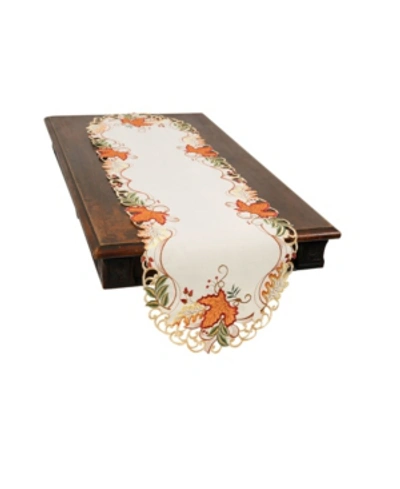 Manor Luxe Falling Leaves Embroidered Cutwork Table Runner In Ivory