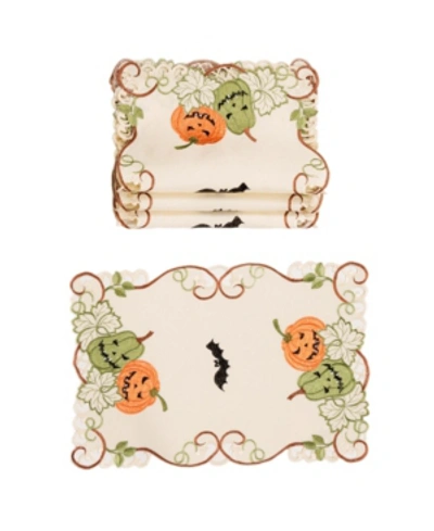 Manor Luxe Halloween Jack-o-lanterns Embroidered Cutwork Placemats - Set Of 4 In Multi