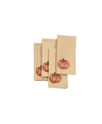Manor Luxe Pumpkin Party Fall Napkins - Set Of 4 In Curry