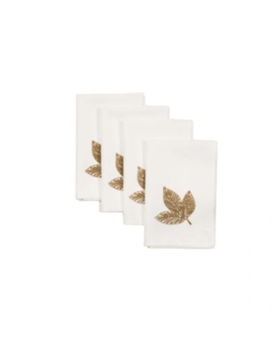 Manor Luxe Autumn Leaves Napkins - Set Of 4 In White