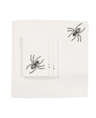 Manor Luxe Halloween Spider Web Napkins - Set Of 4 In White