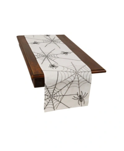 Manor Luxe Halloween Spider Web Double Layer Table Runner In White