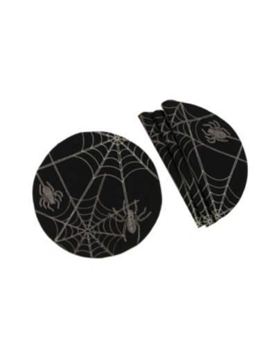 Manor Luxe Halloween Spider Web Double Layer Placemats - Set Of 4 In Black